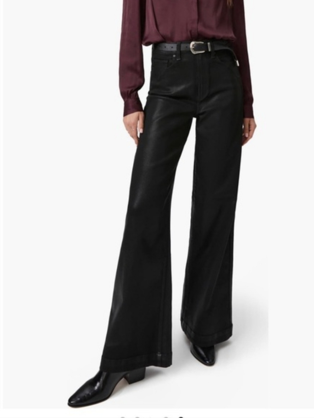 Paige Harper‎ Black Fog Coated Wide Leg Jeans